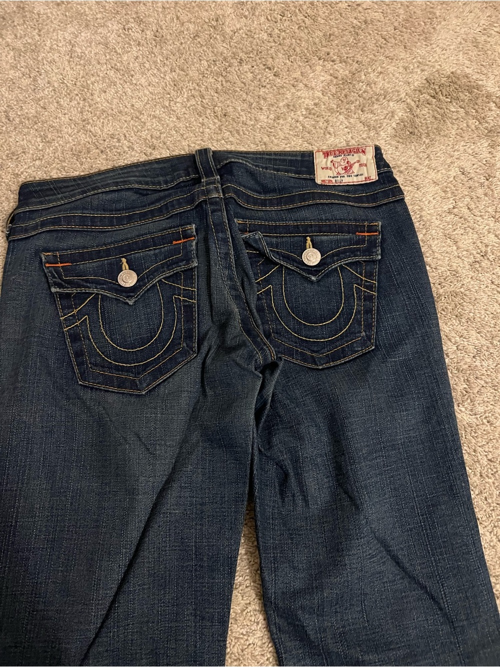 True Religion Women’s Dark Wash Denim Jeans - Classic Pocket Detail